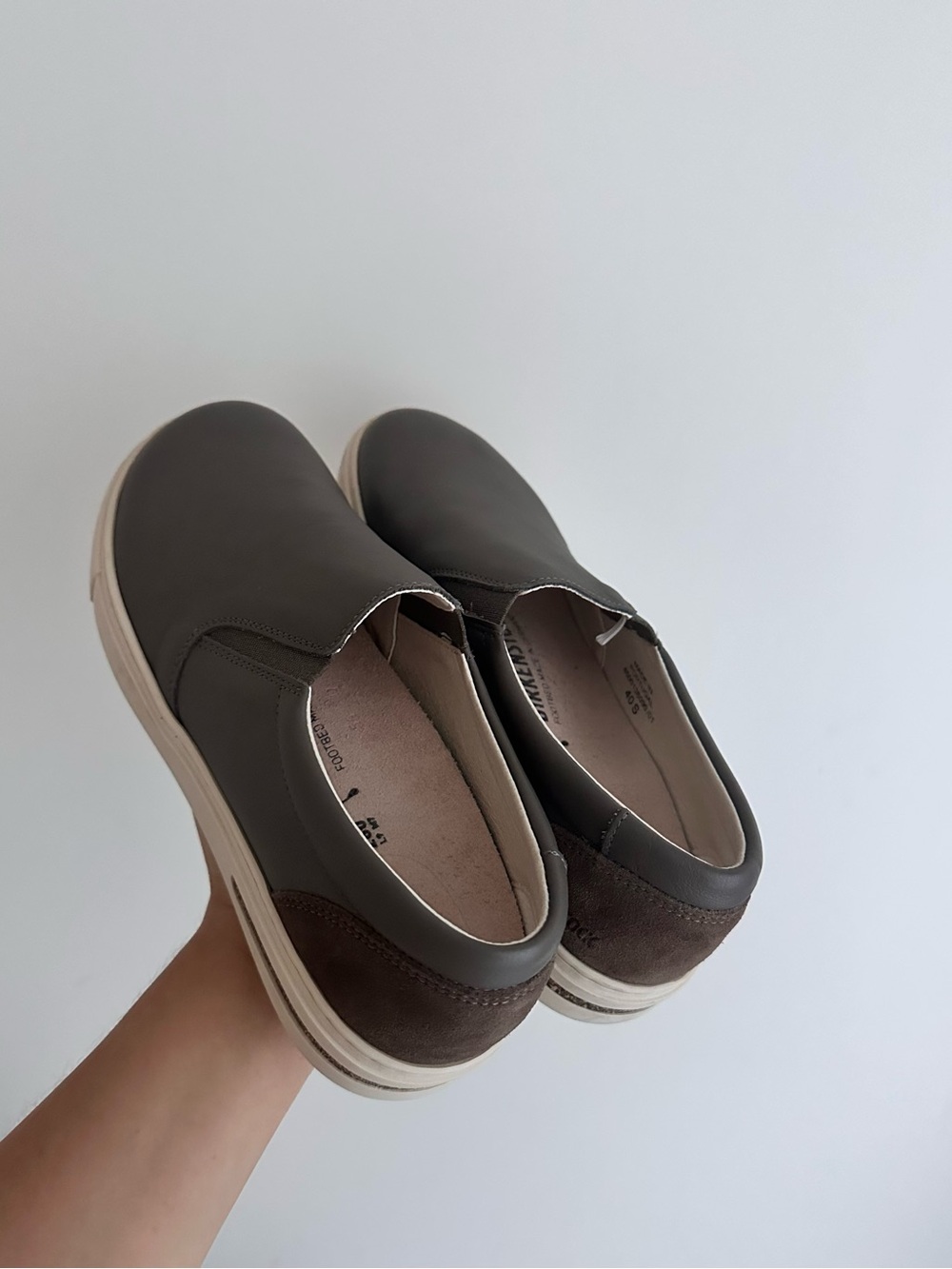 Birkenstock Leather Women's Slip-On Sneakers in Gray